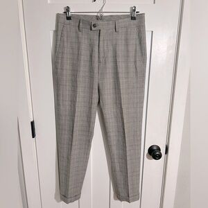 Zara Gray Plaid Flat Front Dress Pants Size 29 Trousers Dress Pants Academia
